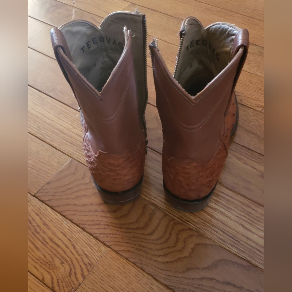 Tecovas Brown Leather  Ostritch Western Boots. 10 D - Picture 3 of 6